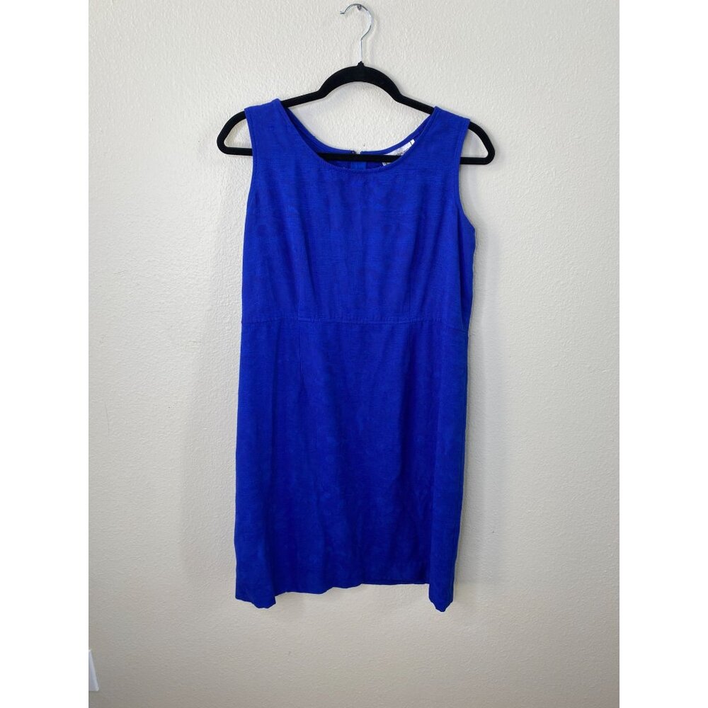 Karin Stevens Blue Sleeveless Womens Sheath Dress 16 Rayon Blend Zipper Vintage